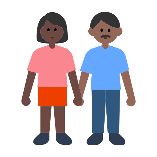 Woman and Man Holding Hands: Dark Skin Tone, Medium-Dark Skin Tone