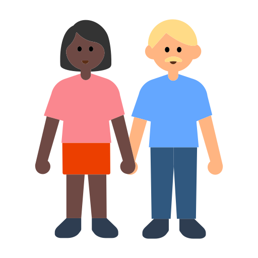 Woman and Man Holding Hands: Dark Skin Tone, Medium-Light Skin Tone