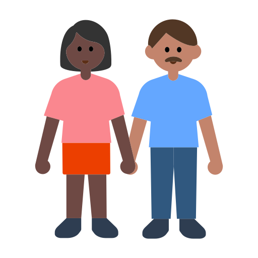Woman and Man Holding Hands: Dark Skin Tone, Medium Skin Tone