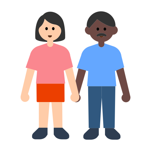 Woman and Man Holding Hands: Light Skin Tone, Dark Skin Tone