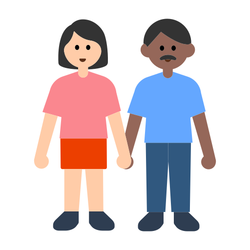 Woman and Man Holding Hands: Light Skin Tone, Medium-Dark Skin Tone