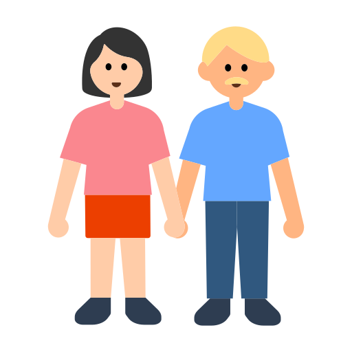 Woman and Man Holding Hands: Light Skin Tone, Medium-Light Skin Tone