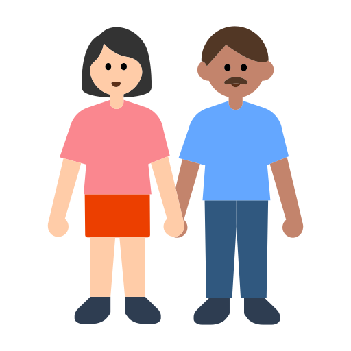 Woman and Man Holding Hands: Light Skin Tone, Medium Skin Tone