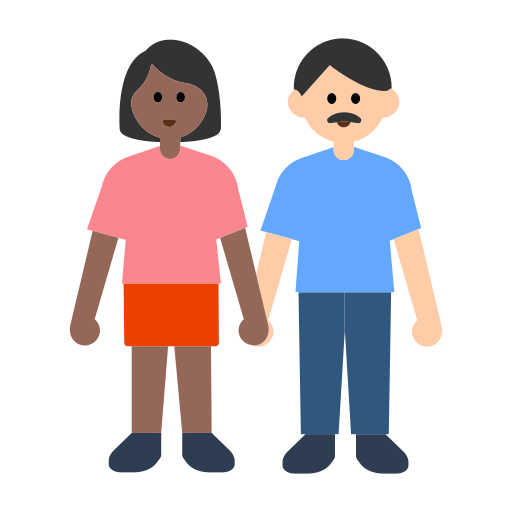 Woman and Man Holding Hands: Medium-Dark Skin Tone, Light Skin Tone