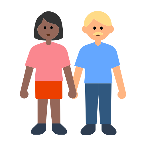 Woman and Man Holding Hands: Medium-Dark Skin Tone, Medium-Light Skin Tone