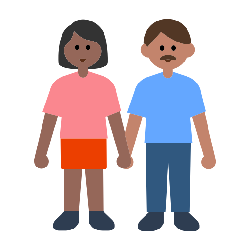 Woman and Man Holding Hands: Medium-Dark Skin Tone, Medium Skin Tone