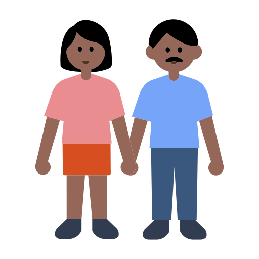 Woman and Man Holding Hands: Medium-Dark Skin Tone
