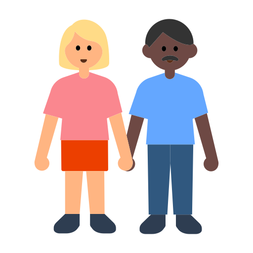 Woman and Man Holding Hands: Medium-Light Skin Tone, Dark Skin Tone