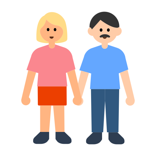 Woman and Man Holding Hands: Medium-Light Skin Tone, Light Skin Tone