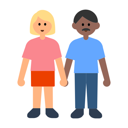 Woman and Man Holding Hands: Medium-Light Skin Tone, Medium-Dark Skin Tone