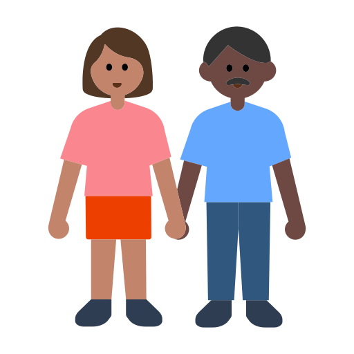 Woman and Man Holding Hands: Medium Skin Tone, Dark Skin Tone