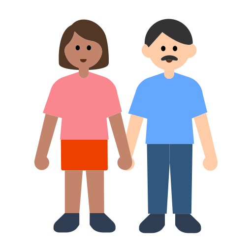 Woman and Man Holding Hands: Medium Skin Tone, Light Skin Tone