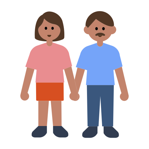 Woman and Man Holding Hands: Medium Skin Tone, Medium-Dark Skin Tone