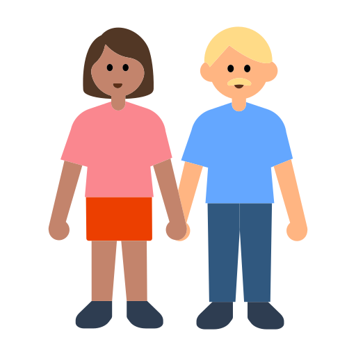 Woman and Man Holding Hands: Medium Skin Tone, Medium-Light Skin Tone