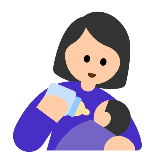 Woman Feeding Baby: Light Skin Tone