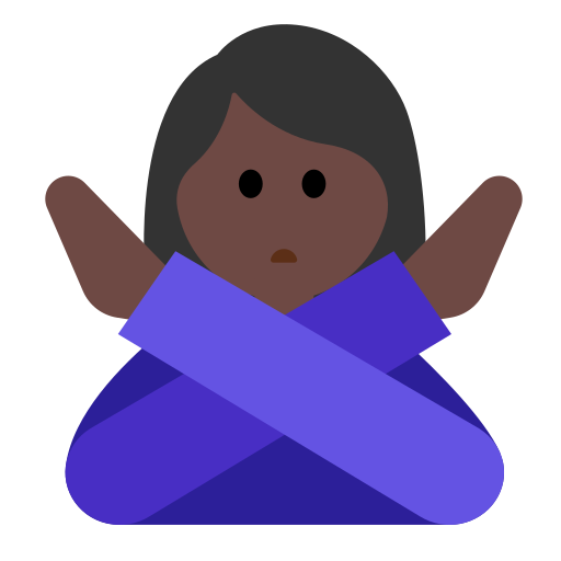 Woman Gesturing No: Dark Skin Tone