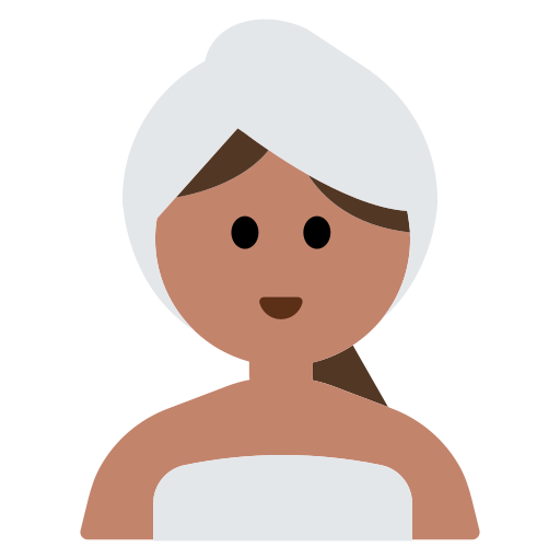 Woman in Steamy Room: Medium Skin Tone