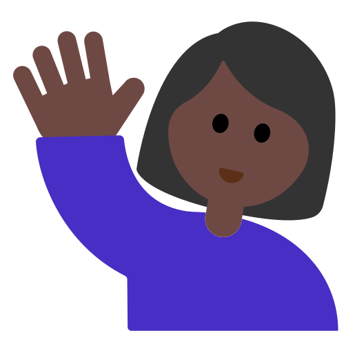 Woman Raising Hand: Dark Skin Tone