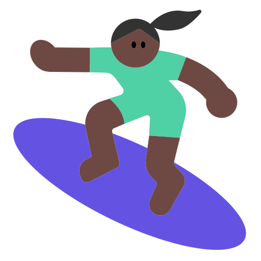 Woman Surfing: Dark Skin Tone