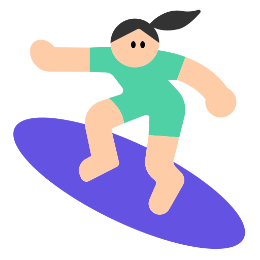 Woman Surfing: Light Skin Tone
