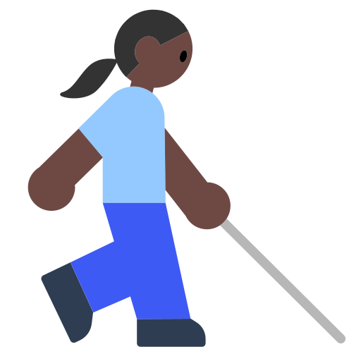 Woman with White Cane: Dark Skin Tone