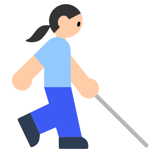 Woman with White Cane: Light Skin Tone