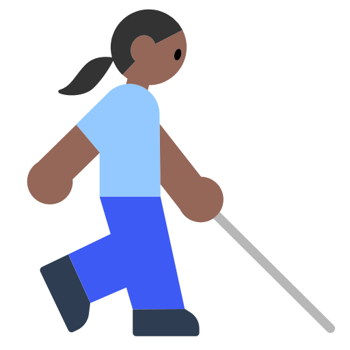 Woman with White Cane: Medium-Dark Skin Tone