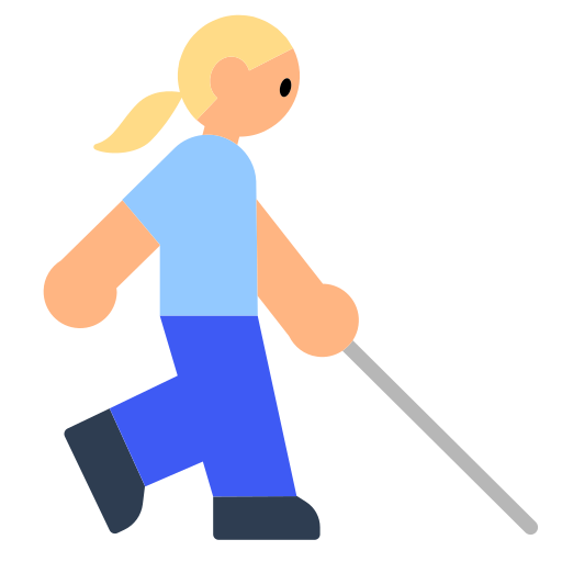 Woman with White Cane: Medium-Light Skin Tone