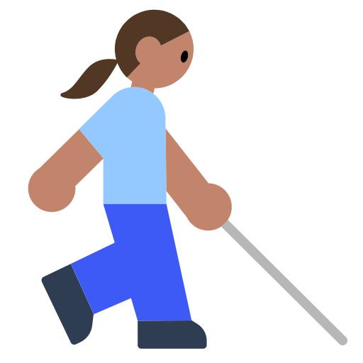 Woman with White Cane: Medium Skin Tone