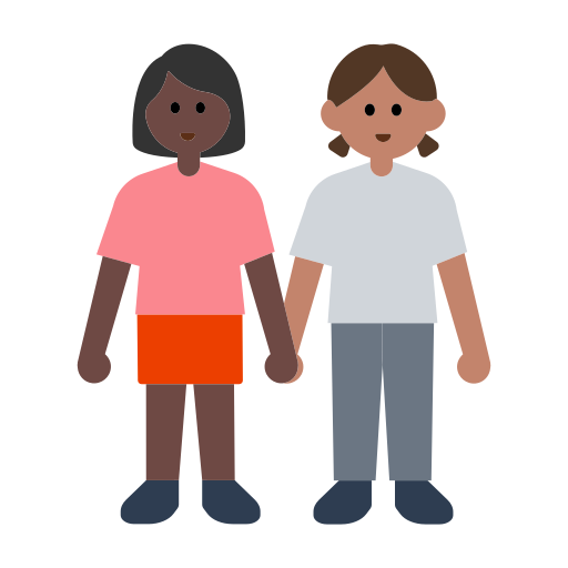 Women Holding Hands: Dark Skin Tone, Medium Skin Tone
