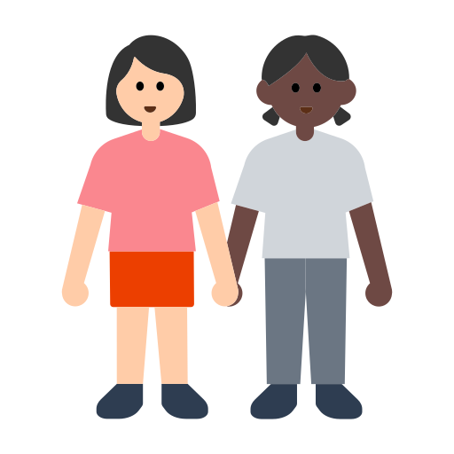 Women Holding Hands: Light Skin Tone, Dark Skin Tone