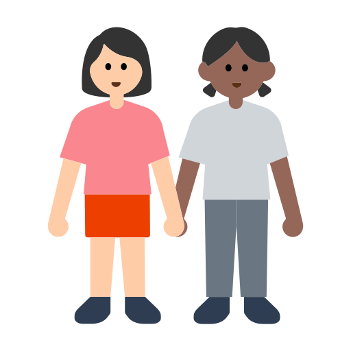 Women Holding Hands: Light Skin Tone, Medium-Dark Skin Tone