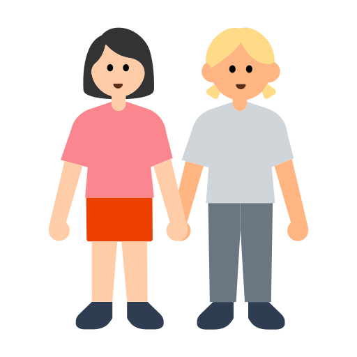 Women Holding Hands: Light Skin Tone, Medium-Light Skin Tone