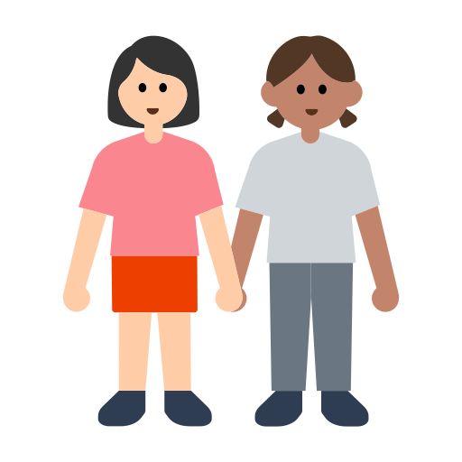 Women Holding Hands: Light Skin Tone, Medium Skin Tone