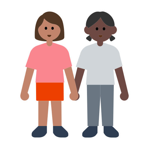 Women Holding Hands: Medium Skin Tone, Dark Skin Tone