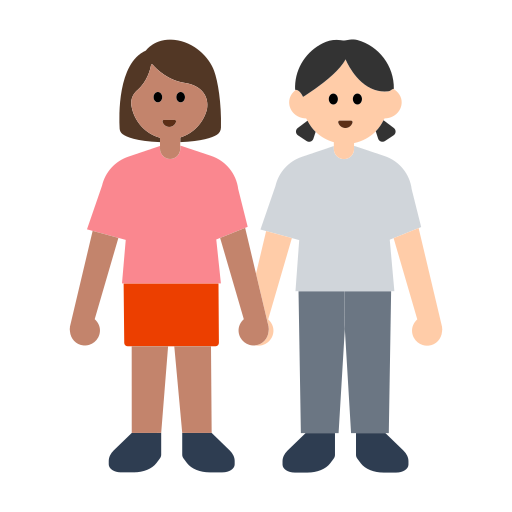 Women Holding Hands: Medium Skin Tone, Light Skin Tone