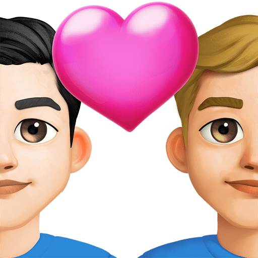 Coppia Con Cuore: Uomo, Uomo, Carnagione Chiara, Carnagione Medio-Chiara