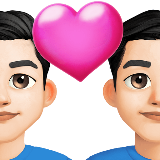 Coppia Con Cuore: Uomo, Uomo, Carnagione Chiara