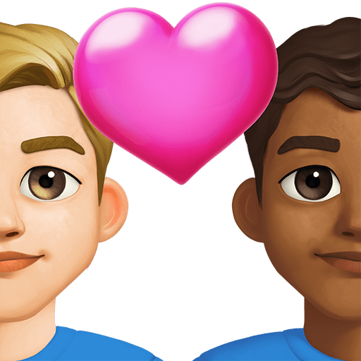 Coppia Con Cuore: Uomo, Uomo, Carnagione Medio-Chiara, Carnagione Medio-Scura
