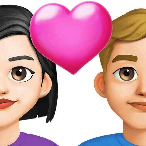 Coppia Con Cuore: Donna, Uomo, Carnagione Chiara, Carnagione Medio-Chiara