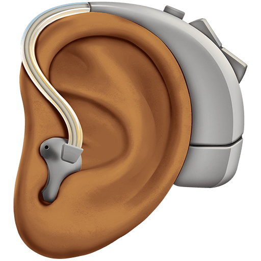 Orecchio Con Apparecchio Acustico: Carnagione Medio-Scura