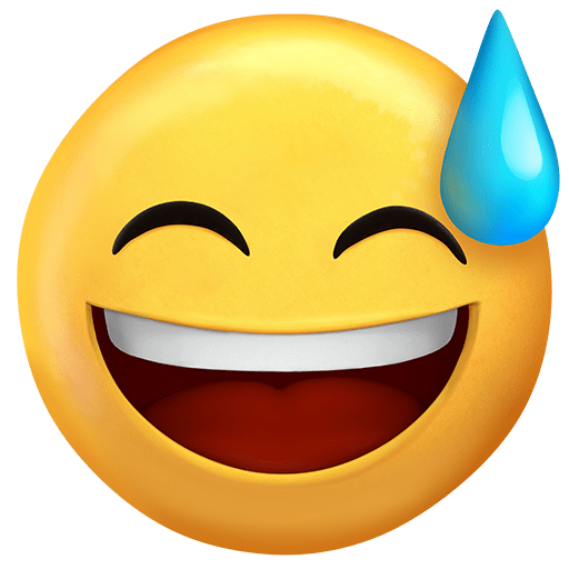 Faccina Con Un Gran Sorriso E Goccia Di Sudore