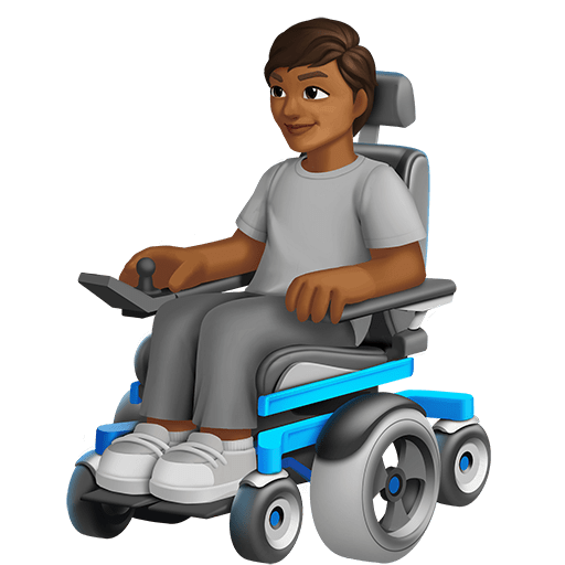 Persona Su Sedia A Rotelle Motorizzata: Carnagione Medio-Scura
