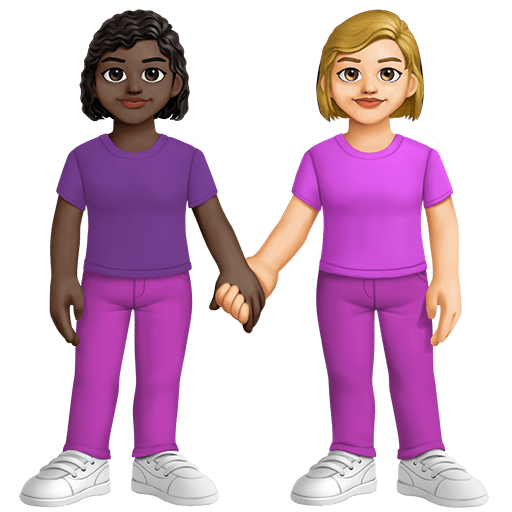 Due Donne Che Si Tengono Per Mano: Carnagione Scura, Carnagione Medio-Chiara