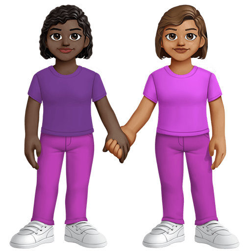 Due Donne Che Si Tengono Per Mano: Carnagione Scura, Carnagione Media