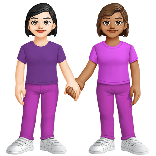 Due Donne Che Si Tengono Per Mano: Carnagione Chiara, Carnagione Media