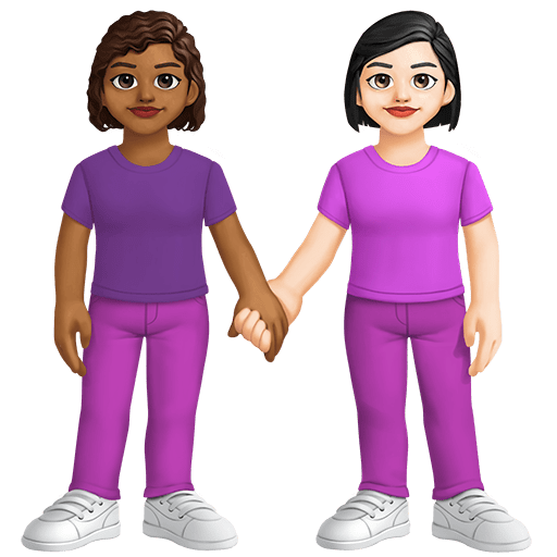 Due Donne Che Si Tengono Per Mano: Carnagione Medio-Scura, Carnagione Chiara
