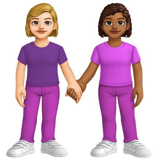 Due Donne Che Si Tengono Per Mano: Carnagione Medio-Chiara, Carnagione Medio-Scura
