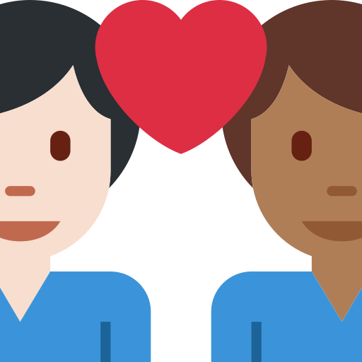 Casal Apaixonado: Homem, Homem, Pele Clara, Pele Morena Escura para Twitter (X) January 2025 Update