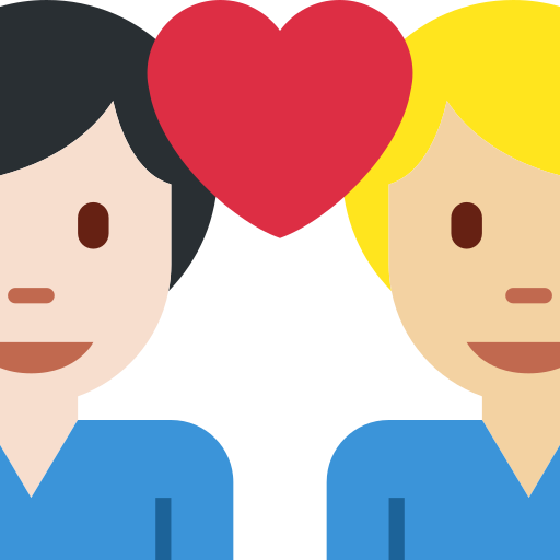 Casal Apaixonado: Homem, Homem, Pele Clara, Pele Morena Clara para Twitter (X) January 2025 Update